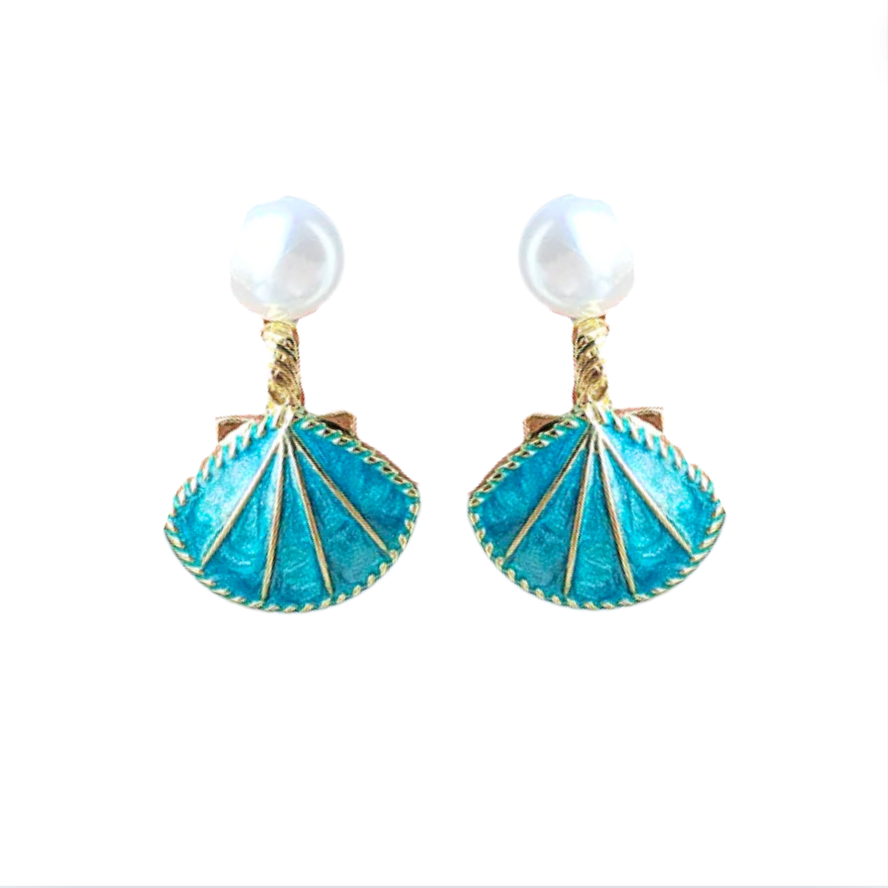 Ocean's Blue Pearl Earrings - Beach Collection